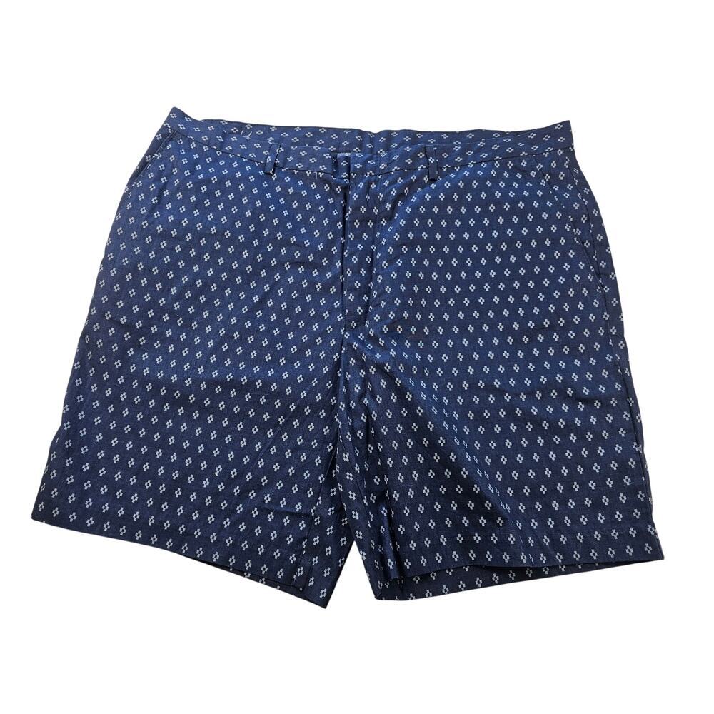 J ferrar 38 navy blue geometric print pocket golf everyday shorts EUC comfort